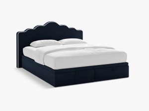 PAT CONTINENTAL TAPITAT DREAM, 160X200, ALBASTRU ROYAL FILDES, SOMIERA RABATABILA, CU TAPITERIE DIN CATIFEA MAGIC, MICADONI