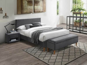 PAT DORMITOR AZURRO, 160 CM, GRI BLUVEL 14, TAPITERIE DIN CATIFEA, STIL MODERN