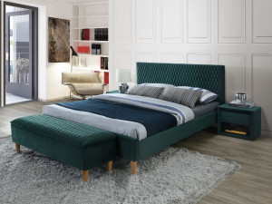 PAT DORMITOR AZURRO, 160 CM, VERDE BLUVEL 78, TAPITERIE DIN CATIFEA, STIL MODERN