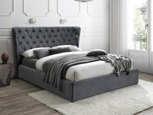 PAT DORMITOR CARVEN, 160 CM, GRI BLUVEL 14, TAPITERIE DIN CATIFEA, STIL MODERN