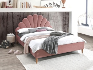 PAT DORMITOR SANTANA, 160 CM, ROZ BLUVEL 52, TAPITERIE DIN CATIFEA, STIL MODERN