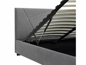 PAT DORMITOR STIL COLUMBIA, CU SPATIU DE DEPOZITARE, 160 CM, GRI TAP 192, TAPITERIE DIN CATIFEA, STIL MODERN - Img 2