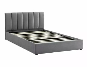 PAT DORMITOR STIL MONTREAL, CU SPATIU DE DEPOZITARE, 120 CM, GRI TAP 192, TAPITERIE DIN CATIFEA, STIL MODERN - Img 6