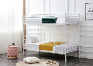 PAT DORMITOR SUPRAETAJAT BUNKY TWIN 90, ALB, CONFECTIONAT DIN METAL, STIL MODERN - Img 2