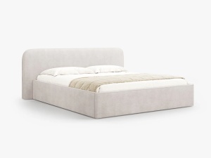 PAT TAPITAT, ELIZABETH, 140x200, ALB, CU TAPITERIE DIN TEXTIL STRUCTURAT BABEL, MICADONI