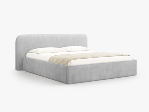 PAT TAPITAT, ELIZABETH, 180x200, GRI DESCHIS, CU TAPITERIE DIN TEXTIL STRUCTURAT BABEL, MICADONI