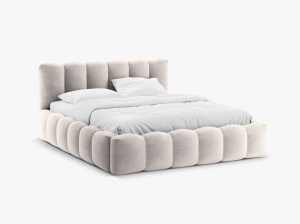 PAT TAPITAT LUPINE, 160X200, GRI DESCHIS, SOMIERA RABATABILA, CU TAPITERIE DIN TEXTIL BOUCLE BALOO, MICADONI