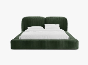 PAT TAPITAT MARTINA, 160X200, VERDE INCHIS, SOMIERA RABATABILA, CU TAPITERIE DIN TEXTIL CORDUROY TILIA, MICADONI - Img 2