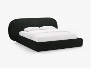 PAT TAPITAT, OVALO, 140x200, NEGRU, SOMIERA RABATABILA, CU TAPITERIE DIN TEXTIL CHENILLE PERFECT HARMONY, MICADONI