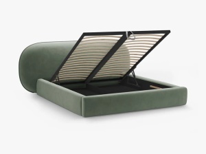 PAT TAPITAT, OVALO, 200x200, VERDE, SOMIERA RABATABILA, CU TAPITERIE DIN CATIFEA MAGIC VELVET, MICADONI - Img 4