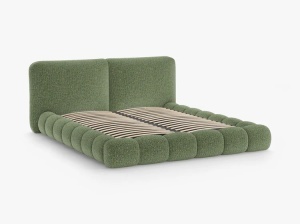 PAT TAPITAT SOLANGE, 180X200, VERDE, SOMIERA RABATABILA, CU TAPITERIE DIN TEXTIL CHENILLE SILENCIO, MICADONI - Img 3