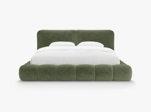 PAT TAPITAT SOLANGE, 180X200, VERDE, SOMIERA RABATABILA, CU TAPITERIE DIN TEXTIL CHENILLE PERFECT HARMONY, MICADONI - Img 2