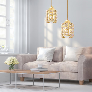 PENDUL CRYSTAL GOLD APP724-1CP, 85X10, AURIU, DIN METAL SI STICLA, STIL MODERN, TU - Img 6