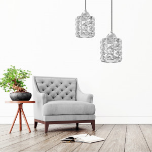 PENDUL CRYSTAL SILVER APP727-1CP, 85X10, ARGINTIU, DIN METAL SI STICLA, STIL MODERN, TU - Img 5