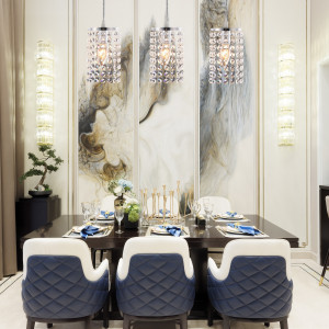 PENDUL GLAMOR CRYSTAL APP730-1CP, 103x11 cm, ARGINTIU, DIN METAL DE INALTA CALITATE SI CRISTALE, STIL MODERN, TU - Img 6
