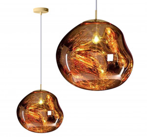 PENDUL GOLD APP331-1CP, 28x27 cm, AURIU PORTOCALIU, DIN STICLA DE INALTA CALITATE, STIL MODERN, TU - Img 1