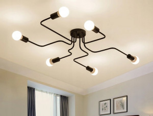 PLAFONIERA CU 6 BECURI AGARO APP014-6CW, 109x69 cm, NEGRU, DIN OTEL SI METAL DE INALTA CALITATE, STIL MODERN, TU - Img 4