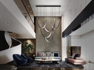 PLAFONIERA/LUSTRA LINK 157CM, REALIZATA DIN METAL SI LED, FINISAJ NEGRU, STIL MODERN - Img 2