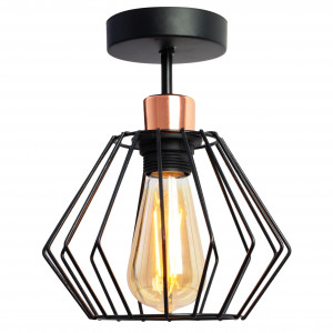 PLAFONIERA SIENA GY180805, 15x20x24 cm, NEGRU SI ROZ AURIU, DIN OTEL SI METAL DE INALTA CALITATE, STIL MODERN, TU - Img 3