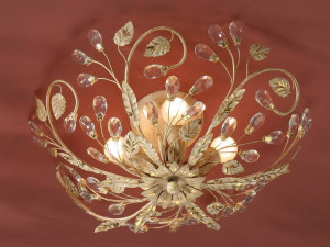 PLAFONIERA VERDI, 45 CM, AURIU/,TRANSPARENT, DIN METAL SI STICLA, STIL MODERN