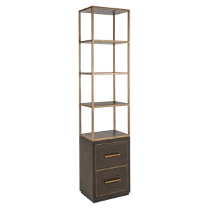 RAFT ORGANIZATOR CARTER 214129, CONFECTIONAT DIN METAL, LEMN DE STEJAR, FURNIR SI PAL, CULOARE AURIE/MARO, STIL MODERN