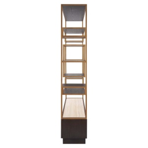 RAFT ORGANIZATOR CLAREMONT 212822, CONFECTIONAT DIN METAL, LEMN DE STEJAR, FURNIR, TRAVERTIN, CULOARE MARO, STIL MODERN - Img 2