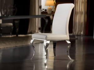 SCAUN ALB/CROM, BARROQUE, COD 792538 DIN METAL SI PIELE ECO, SCHULLER