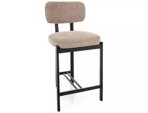 SCAUN BAR MISAKI H2, BEJ 253/NEGRU, TAPITERIE DIN TEXTIL SI PICIOARE DIN METAL, STIL MODERN - Img 5