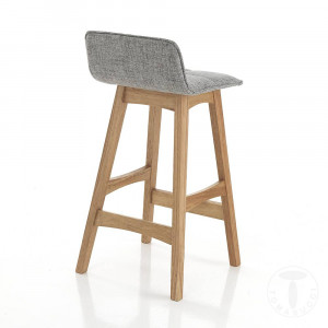SCAUN BAR, VARM 84CM, CADRUL DIN LEMN SI STOFA GRI, STIL MODERN, COD 4006 - Img 3