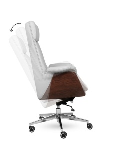 SCAUN BIROU ADMIRAL, GRI, FINISAJ LEMN SI PIELE ECO DE INALTA CALITATE - Img 4