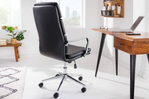 SCAUN BIROU, TRADER 106/113CM, PIELE ECO DE CALITATE NEGRU, COD 41817, STIL MODERN - Img 2