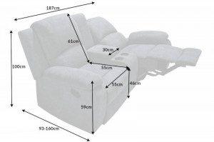 SCAUN CINEMATOGRAF, HOLLYWOOD, 2 LOCURI, DIN TEXTIL, COD 40993 - Img 6