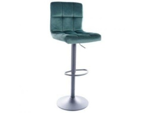 SCAUN DE BAR C105, VERDE BLUVEL 78/NEGRU MAT, TAPITERIE DIN CATIFEA SI METAL, STIL MODERN
