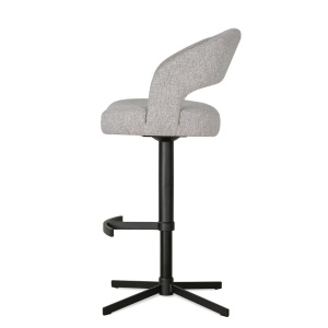 SCAUN DE BAR CELESTE CROSS 60, CONFECTIONAT DIN METAL, SPUMA, ARCURI SI TEXTIL, GRI/NEGRU, STIL MODERN - Img 3