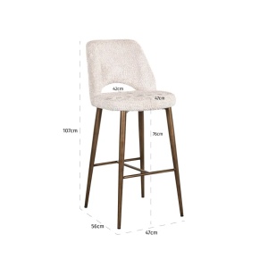 SCAUN DE BAR DELPHINE LOVELY CREAM, S4627, CONFECTIONAT DIN 100% POLIESTER SPUMA SI METAL, RICHMOND INTERIORS - Img 4