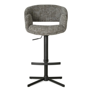 SCAUN DE BAR FROYD CROSS, CONFECTIONAT DIN METAL, SPUMA, ARCURI SI TEXTIL, GRI/NEGRU, STIL MODERN - Img 2