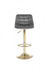 SCAUN DE BAR H120, GRI/AURIU, TAPITERIE DIN CATIFEA SI PICIOARE DIN METAL, STIL MODERN - Img 4