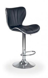 SCAUN DE BAR H69, NEGRU/CROM, TAPITERIE DIN PIELE ECOLOGICA SI PICIOR DIN METAL, STIL MODERN, HALMAR - Img 1