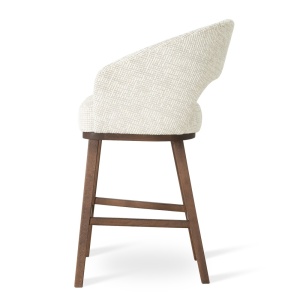 SCAUN DE BAR, INES SUPREME WOOD M 60 CM, CREM/NUC, TAPITERIE DIN TEXTIL, SPUMA, ARCURI, LEMN DE FAG, STIL MODERN - Img 3