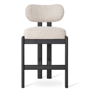 SCAUN DE BAR, ISOLA M, BEJ/NEGRU, TAPITERIE DIN TEXTIL, SPUMA, ARCURI SI LEMN DE FAG, STIL MODERN - Img 2