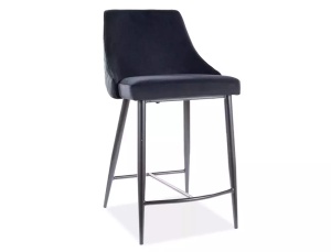 SCAUN DE BAR PIANO B H-2, NEGRU BLUVEL 19/NEGRU MAT, TAPITERIE DIN CATIFEA SI METAL, STIL MODERN - Img 1
