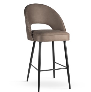 SCAUN DE BAR PONTE SUPREME L 70 CM, BEJ/NEGRU, TAPITERIE DIN TEXTIL, SPUMA, ARCURI SI METAL, STIL MODERN