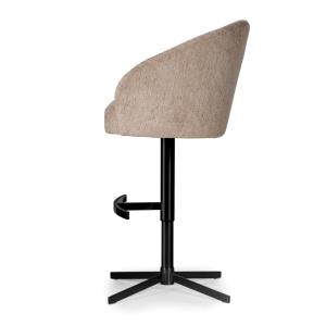 SCAUN DE BAR ROTATIV, SENI SUPREME CROSS, BEJ/ NEGRU, TAPITERIE DIN TEXTIL, SPUMA, ARCURI SI METAL, STIL MODERN - Img 2