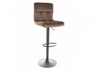 SCAUN DE BAR STIL C105, BEJ INCHIS BLUVEL 40/NEGRU MAT, TAPITERIE DIN CATIFEA SI PICIOARE DIN METAL, STIL MODERN