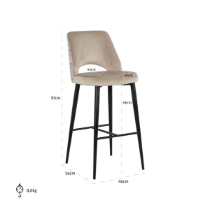 SCAUN DE BAR TABITHA TRENDY NATURE QUARTZ KAKI, S4625, CONFECTIONAT DIN 100% POLIESTER SPUMA SI METAL, RICHMOND INTERIORS - Img 4