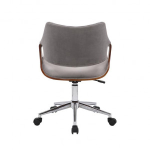 SCAUN DE BIROU COLT, GRI/NUC/CROM, TAPITERIE DIN CATIFEA/LEMN SI PICIOARE DIN METAL, STIL MODERN - Img 4