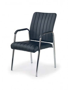 SCAUN DE BIROU/CONFERINTA VIGOR, NEGRU/CROM, TAPITERIE DIN PIELE ECOLOGICA SI PICIOARE DIN METAL, STIL MODERN - Img 1