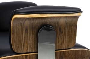 SCAUN DE BIROU DE LUX, ARTIM LOUNGE BUSINESS, REALIZAT PIELE NATURALA ITALIANA SI LEMN, CULOARE NEGRU/NUC, STIL EAMES - Img 10