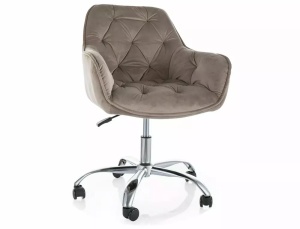 SCAUN DE BIROU PIVOTANT Q-190, BEJ INCHIS BLUVEL 40/CROM, TAPITERIE DIN CATIFEA SI PICIOR DIN METAL, STIL MODERN - Img 1