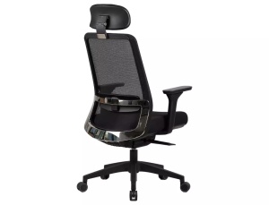 SCAUN DE BIROU, Q-718H NEGRU, FUNCTIE MULTIBLOCK, CU TAPITERIE DIN TEXTIL SI PLASA SI PICIOR DIN METAL, STIL MODERN - Img 4